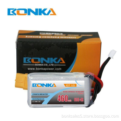 Bonka 460mAh 65C 4S1P 14.8V Lipo Fit for FPV Quad